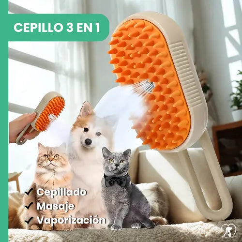 PetBrush Pro™ - Cepillo a Vapor 3 en 1 para un Pelaje Perfecto